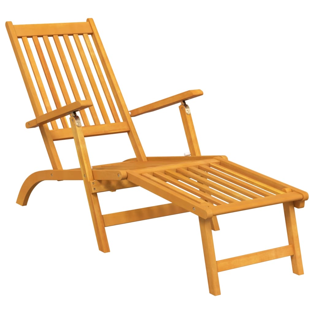 Outdoor sun loungers with footrest/table 2 pcs solid acacia