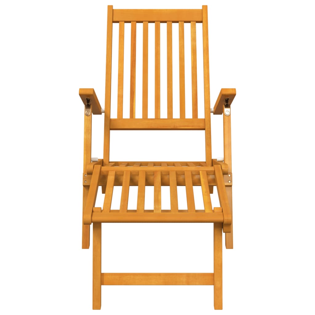 Outdoor sun loungers with footrest/table 2 pcs solid acacia