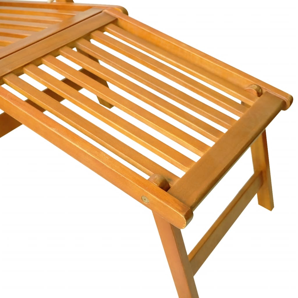 Outdoor sun loungers with footrest/table 2 pcs solid acacia