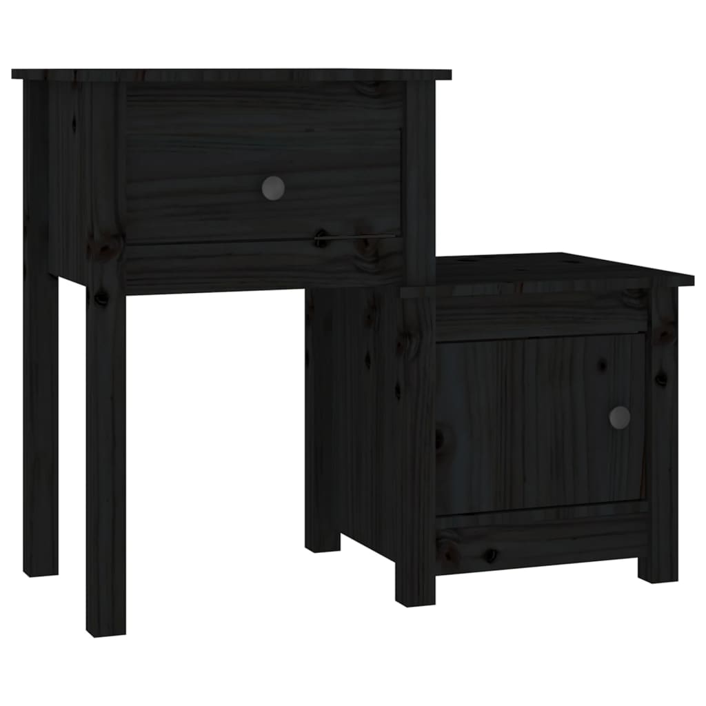 Bedside tables 2 pcs 79.5x38x65.5 cm solid pine black