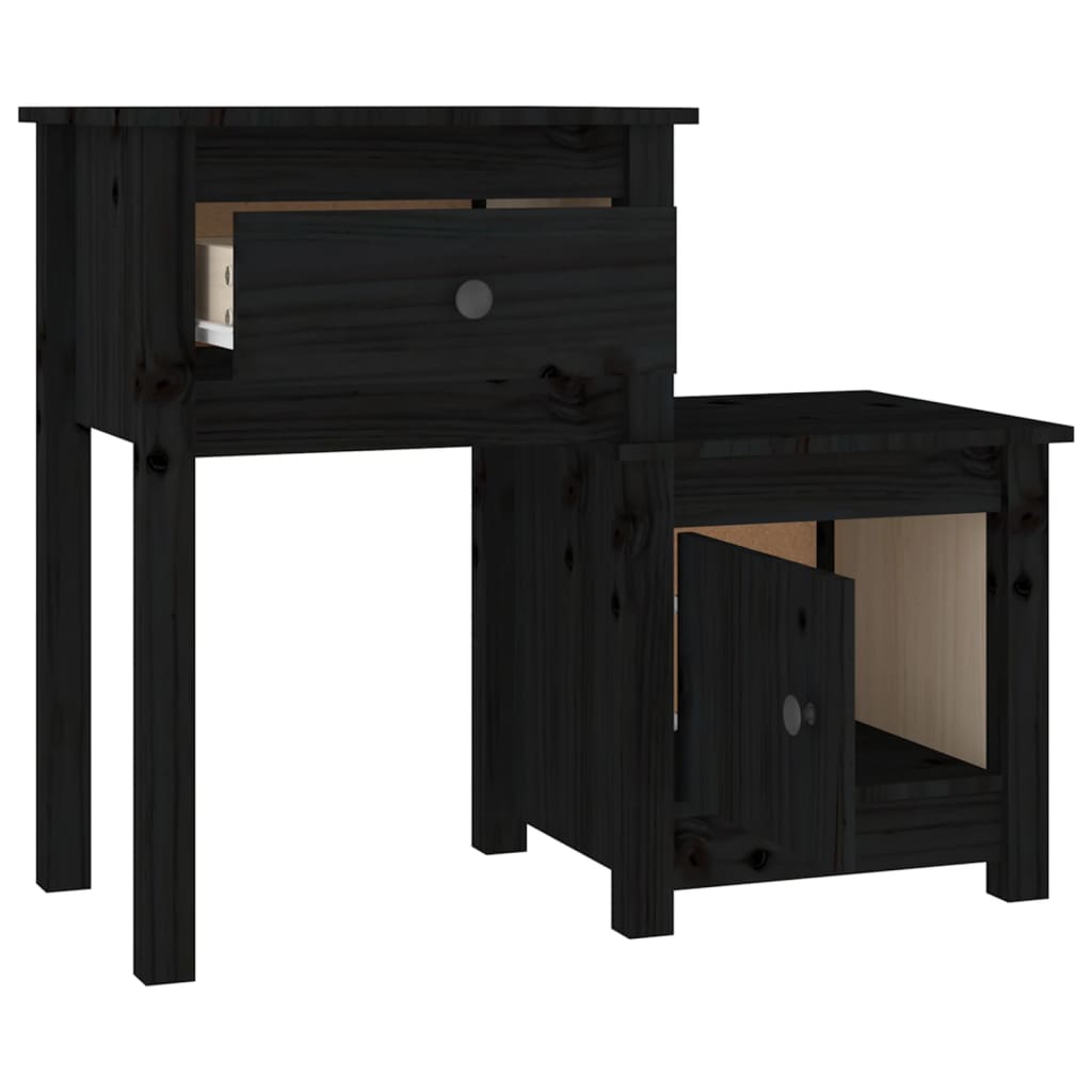 Bedside tables 2 pcs 79.5x38x65.5 cm solid pine black