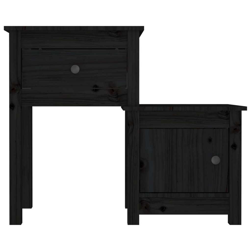 Bedside tables 2 pcs 79.5x38x65.5 cm solid pine black
