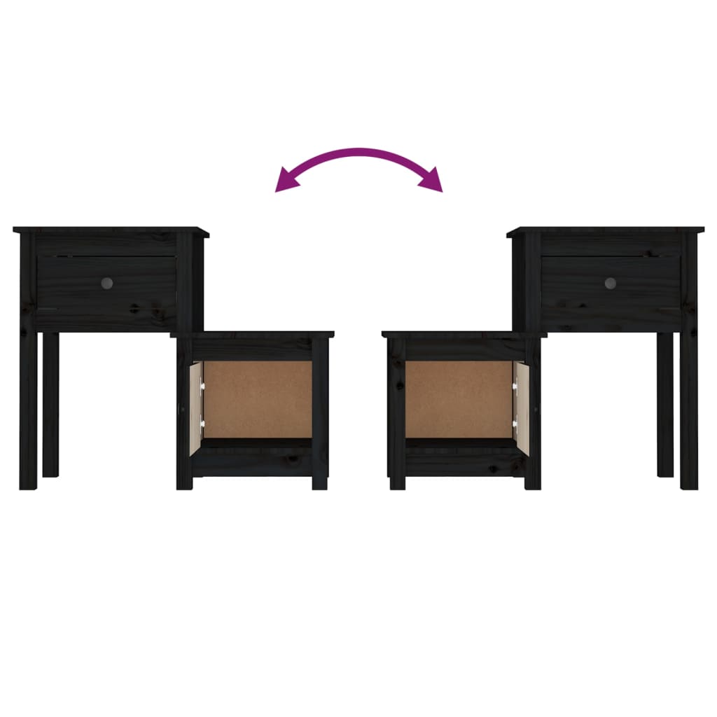 Bedside tables 2 pcs 79.5x38x65.5 cm solid pine black