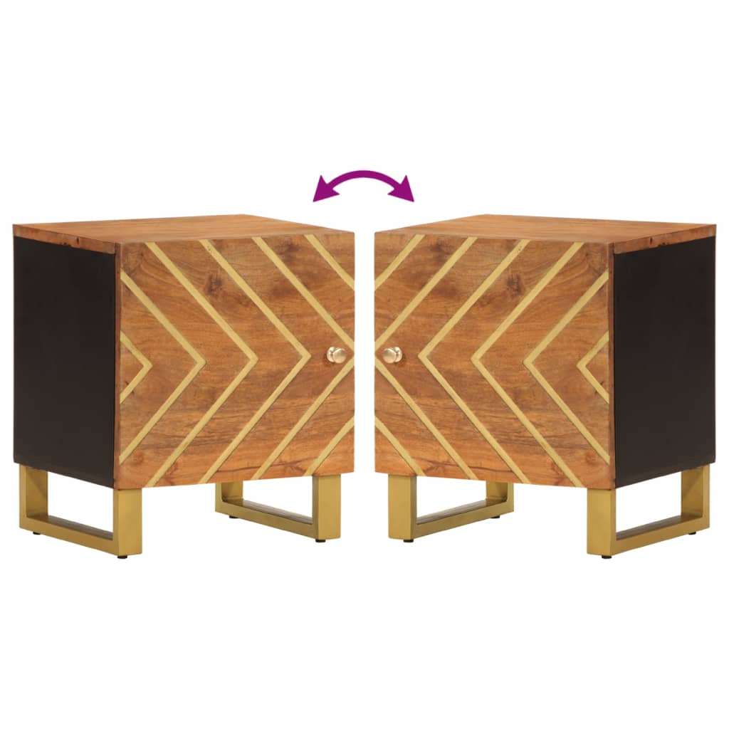Bedside tables 2 pcs solid mango wood brown and black