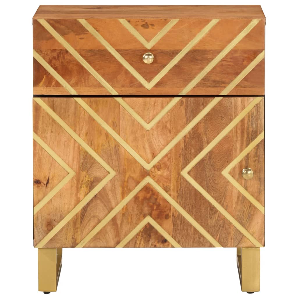Bedside table 50x33x60 cm solid mango brown and black