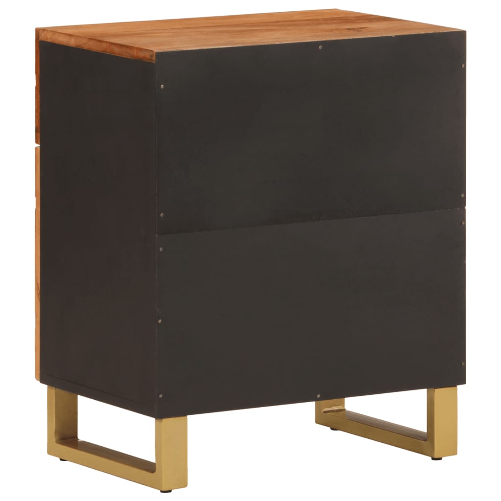 Bedside table 50x33x60 cm solid mango brown and black