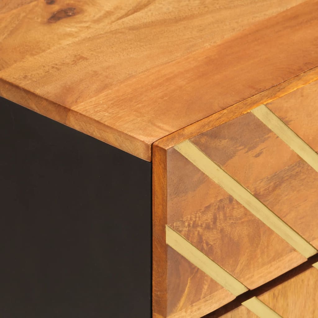 Bedside table 50x33x60 cm solid mango brown and black