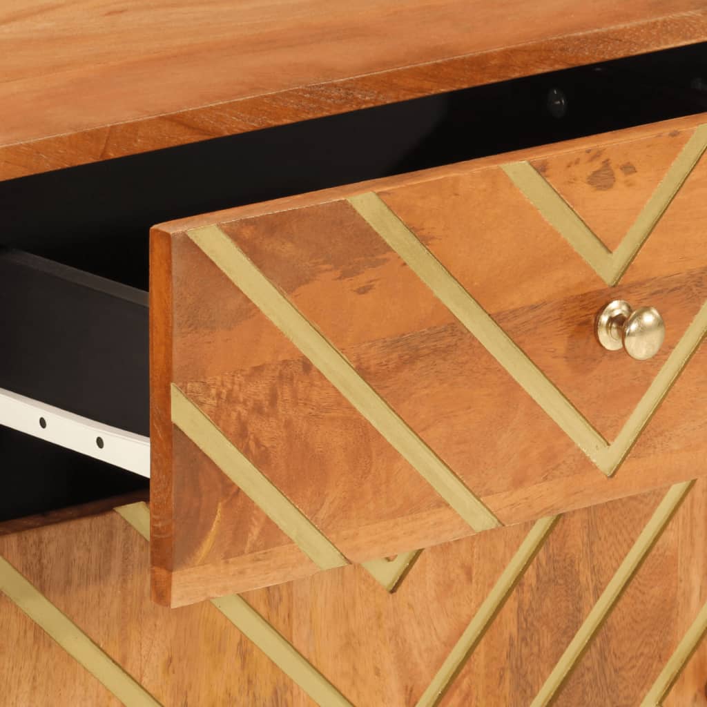 Bedside table 50x33x60 cm solid mango brown and black