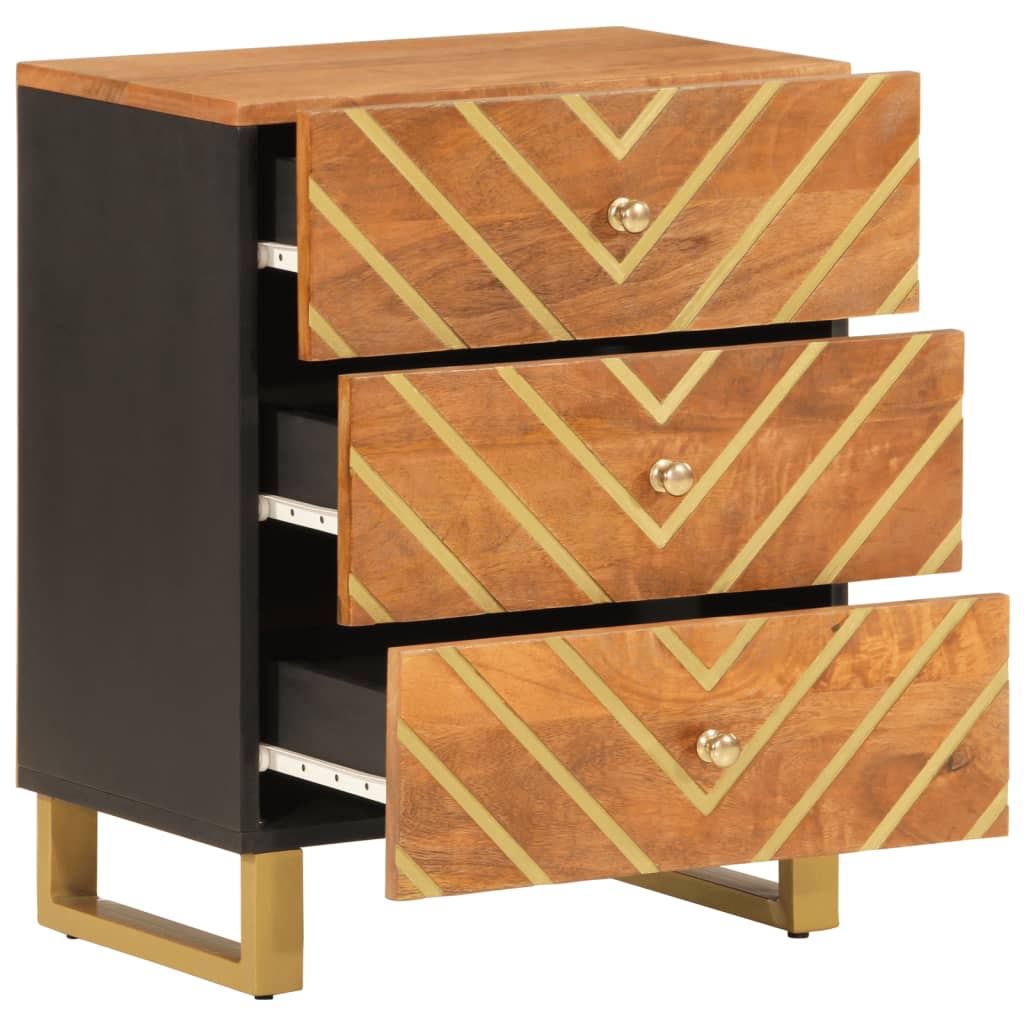 Bedside table 50x33x60 cm solid mango brown and black