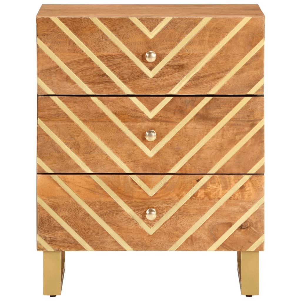 Bedside table 50x33x60 cm solid mango brown and black