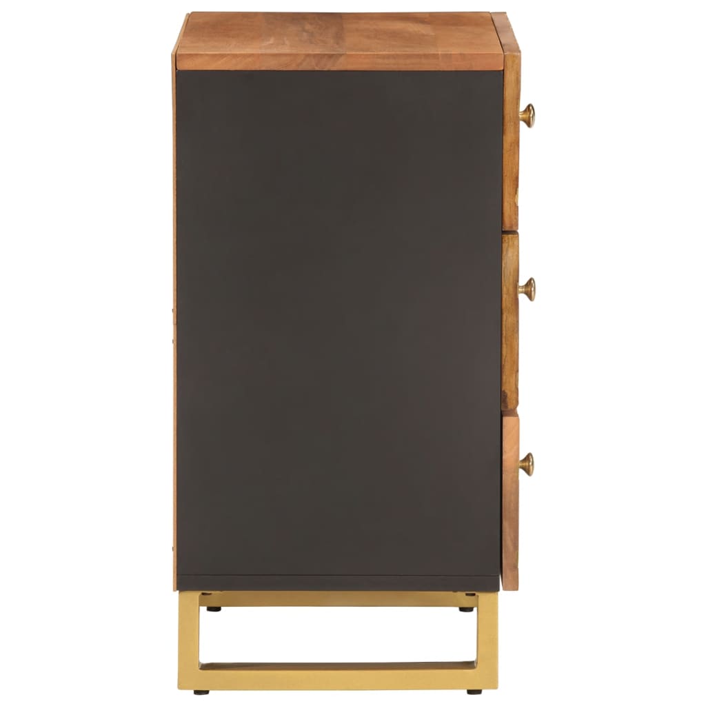 Bedside table 50x33x60 cm solid mango brown and black