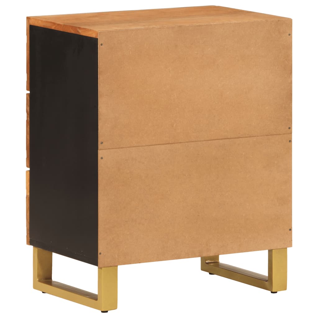Bedside table 50x33x60 cm solid mango brown and black