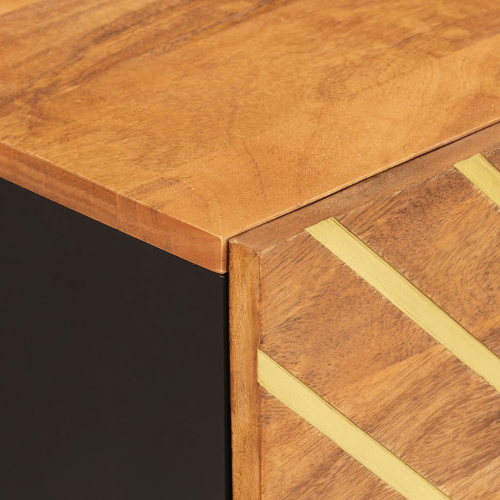 Bedside table 50x33x60 cm solid mango brown and black