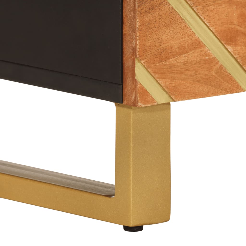 Bedside table 50x33x60 cm solid mango brown and black