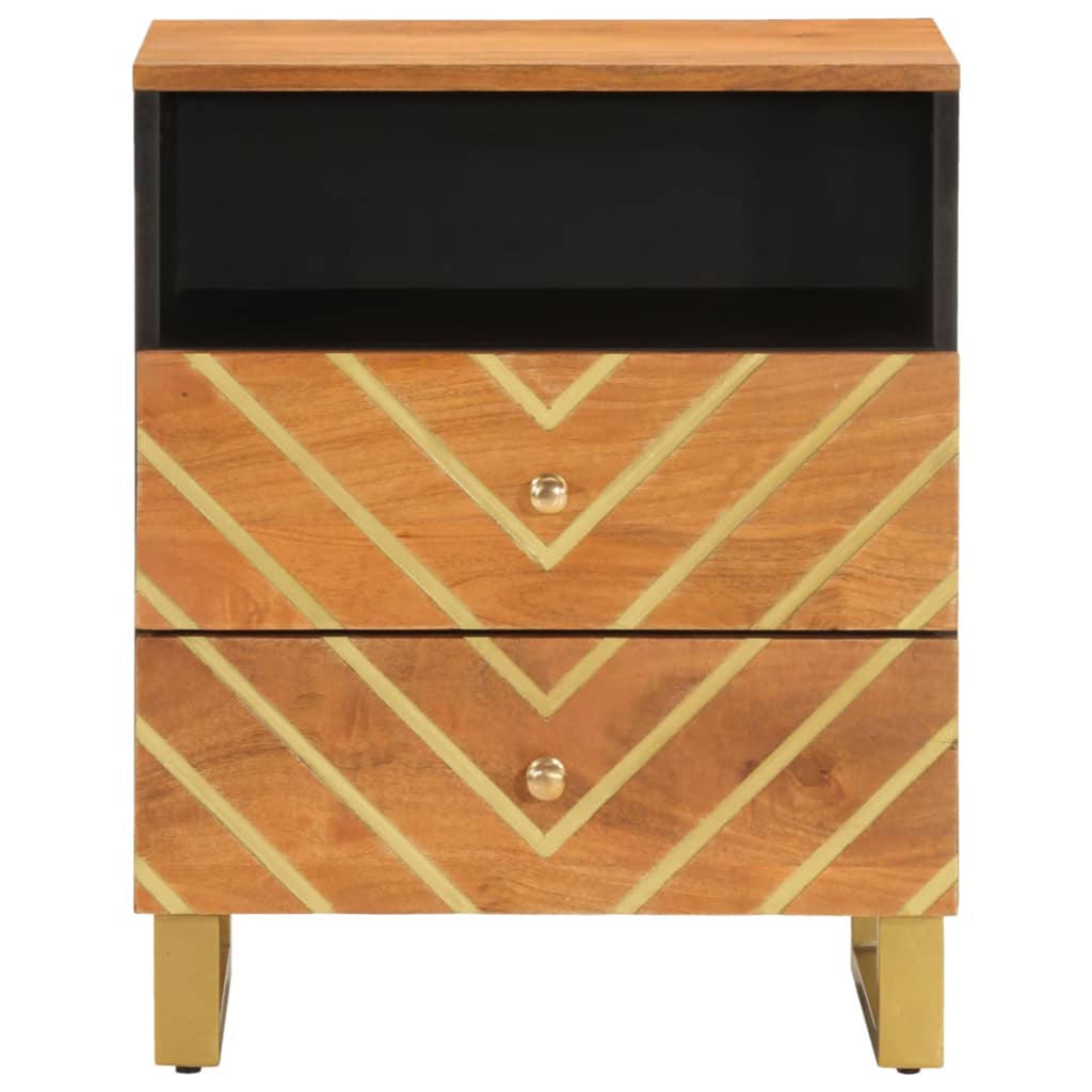 Mesa de cabeceira 50x33x60 cm mangueira maciça castanho e preto