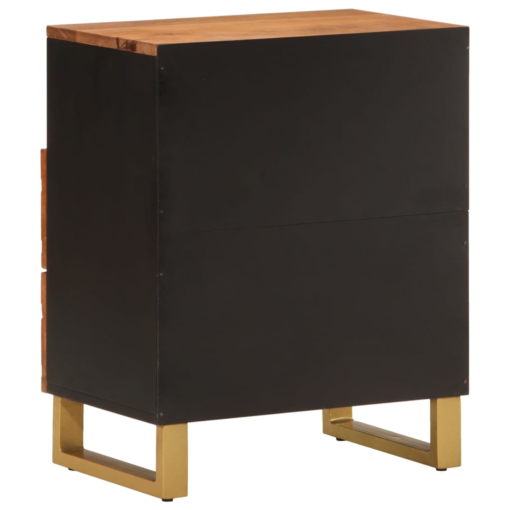 Mesa de cabeceira 50x33x60 cm mangueira maciça castanho e preto