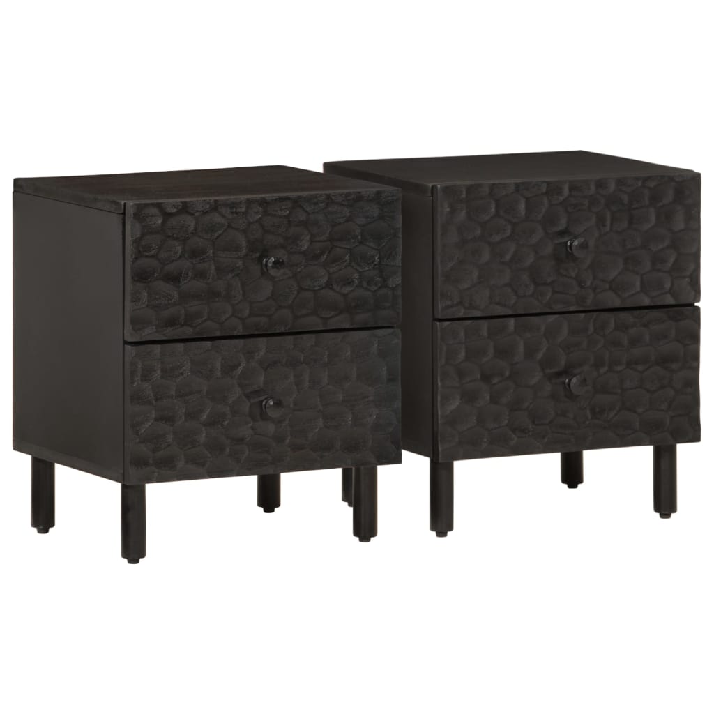 Mesas de cabeceira 2 pcs 40x33x46 cm mangueira maciça preto