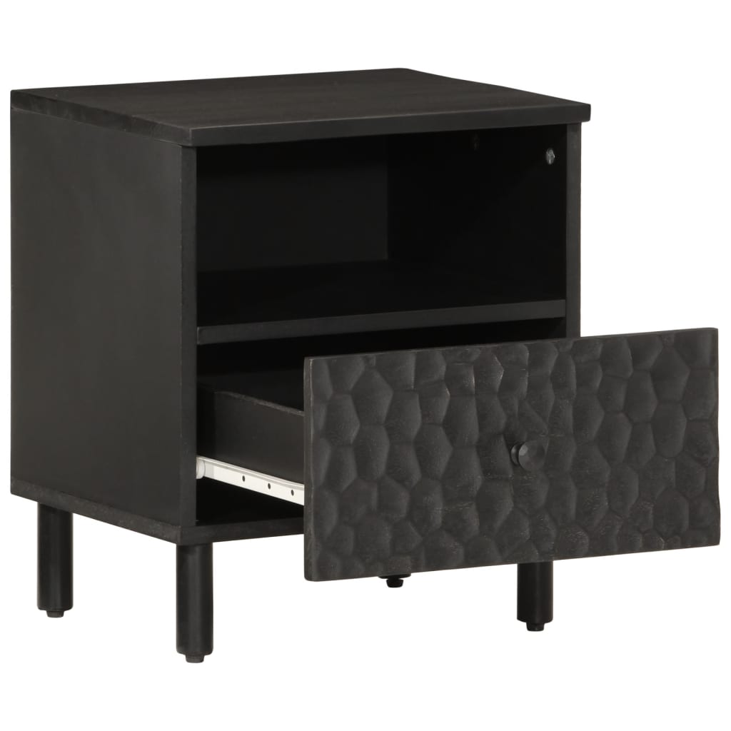 Bedside table 40x33x46 cm solid mango wood black