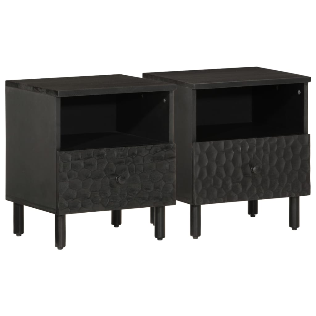 Bedside tables 2 pcs 40x33x46 cm solid mango wood black