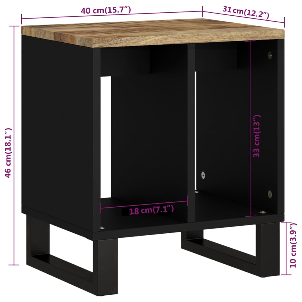 Side table 40x31x46 cm solid mango wood/wood derivative