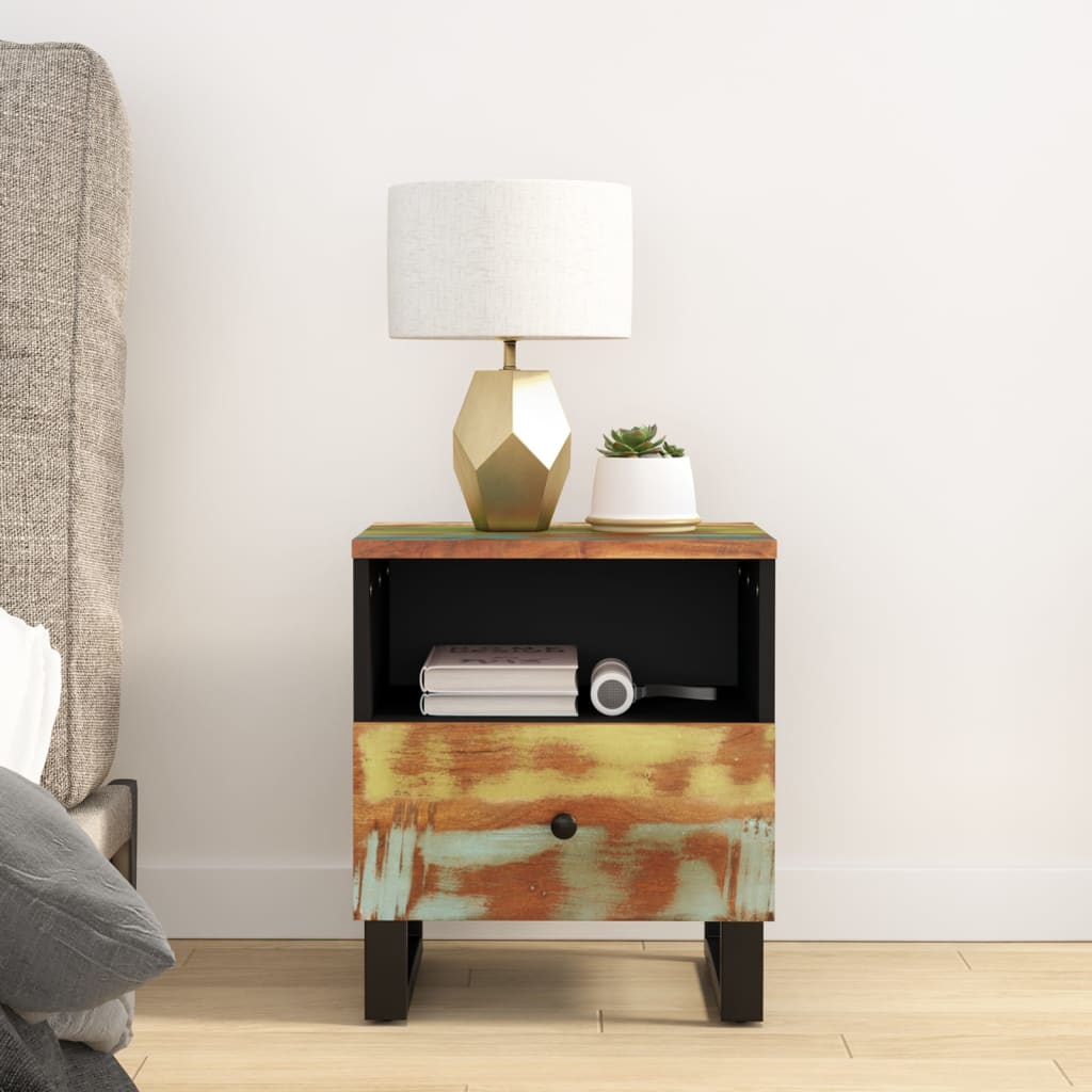 Solid reclaimed wood/processed wood bedside table