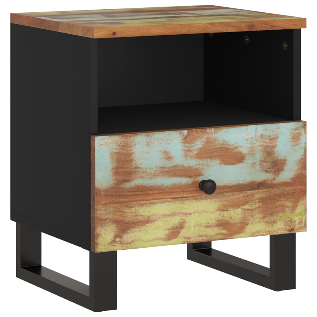 Solid reclaimed wood/processed wood bedside table