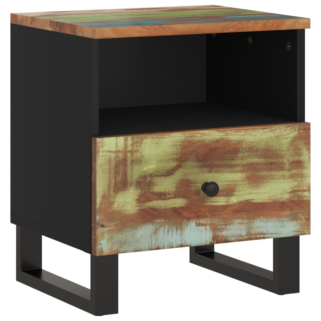 Solid reclaimed wood/processed wood bedside table