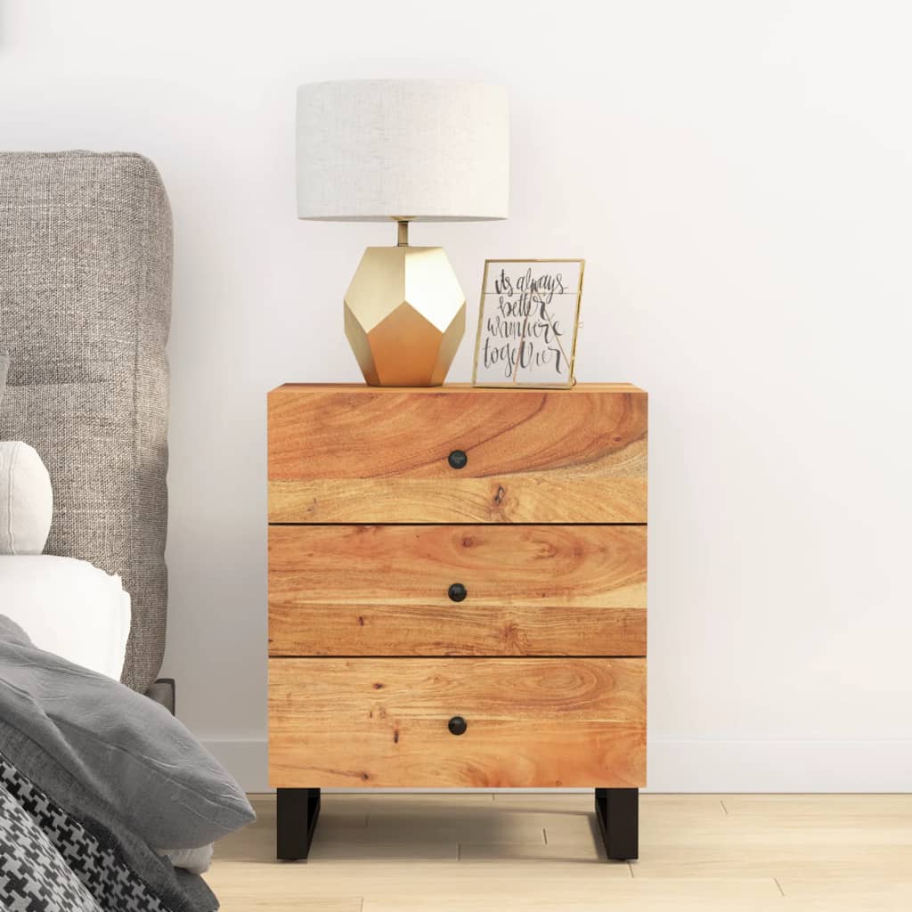 Bedside table 50x33x62 cm solid acacia/wood derivatives