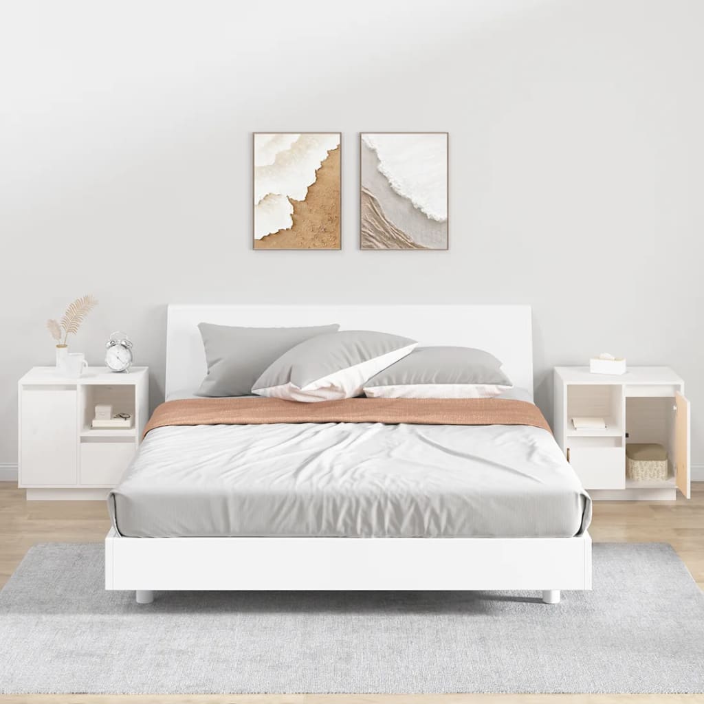 Bedside tables 2 pcs 50x34x50 cm solid pine white
