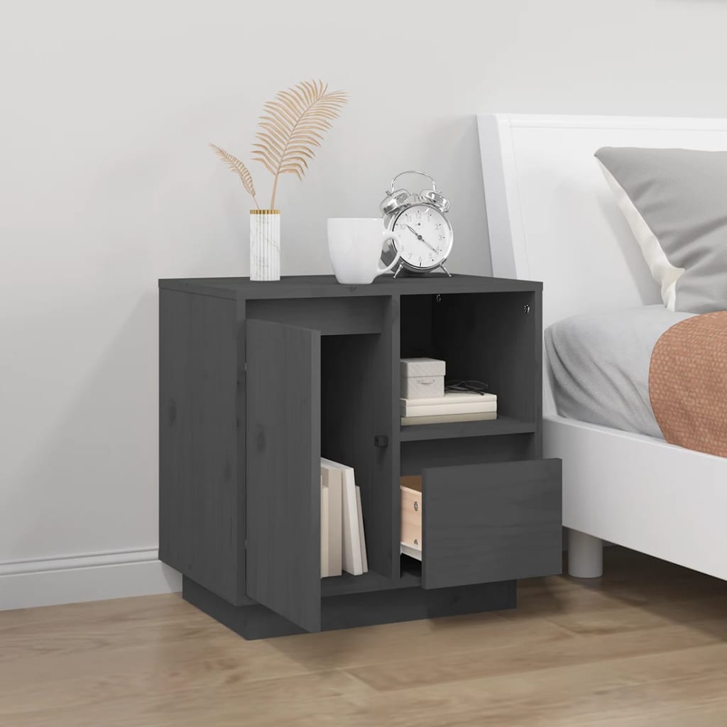 Bedside table 50x34x50 cm solid pine wood grey