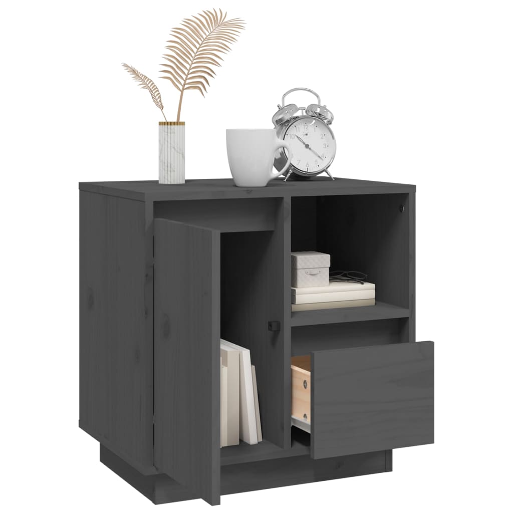 Bedside table 50x34x50 cm solid pine wood grey