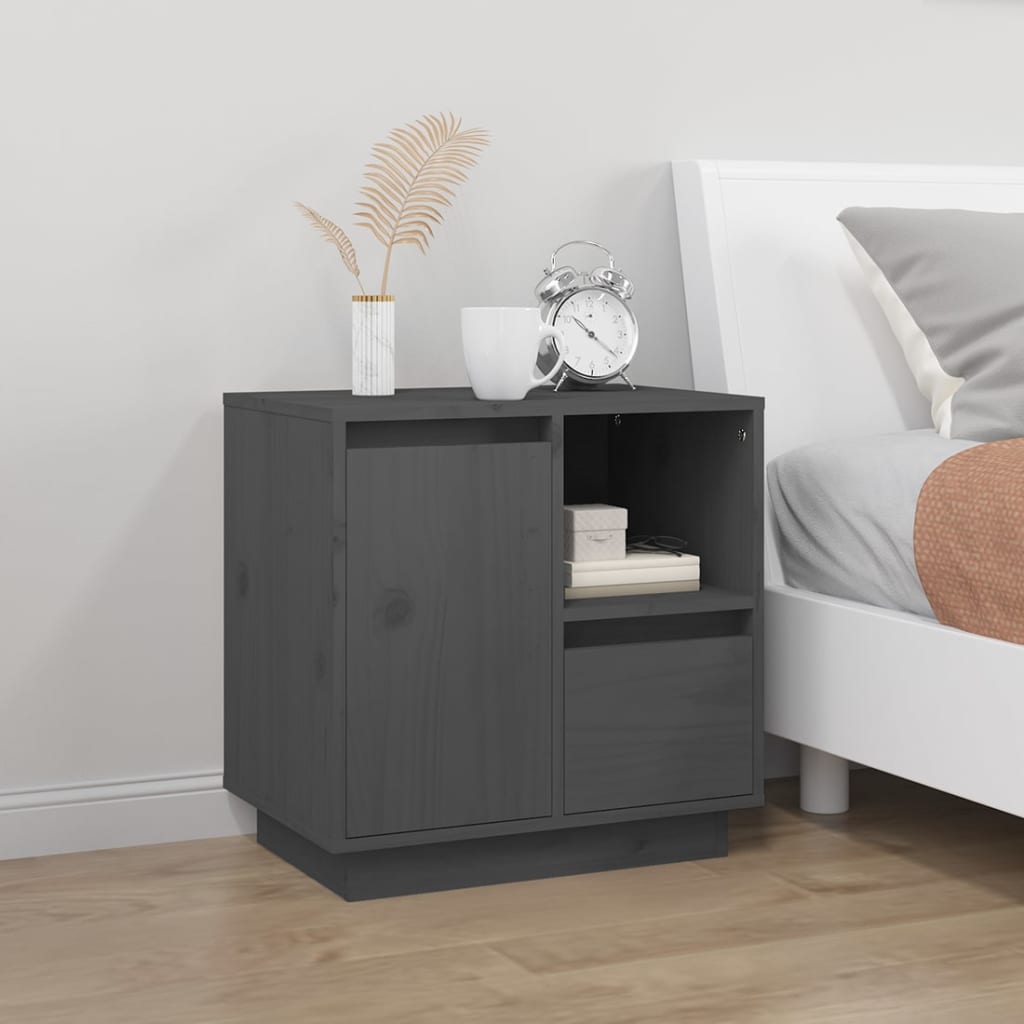Bedside table 50x34x50 cm solid pine wood grey