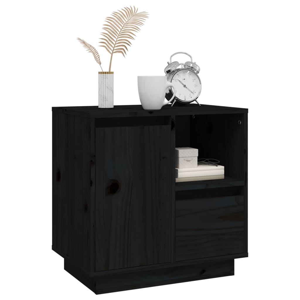 Bedside table 50x34x50 cm solid pine wood black