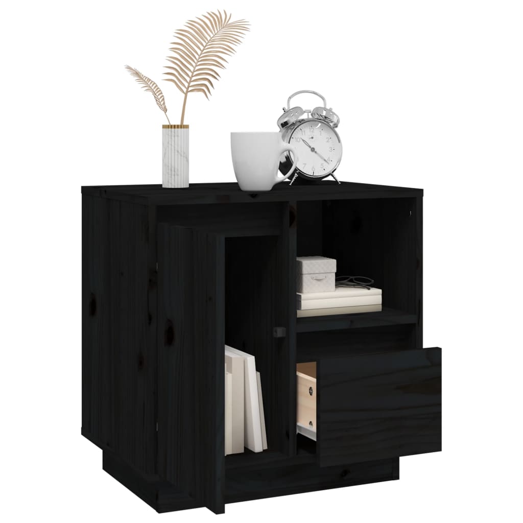 Bedside table 50x34x50 cm solid pine wood black