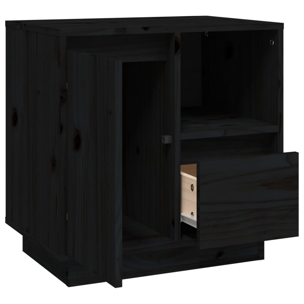 Bedside table 50x34x50 cm solid pine wood black