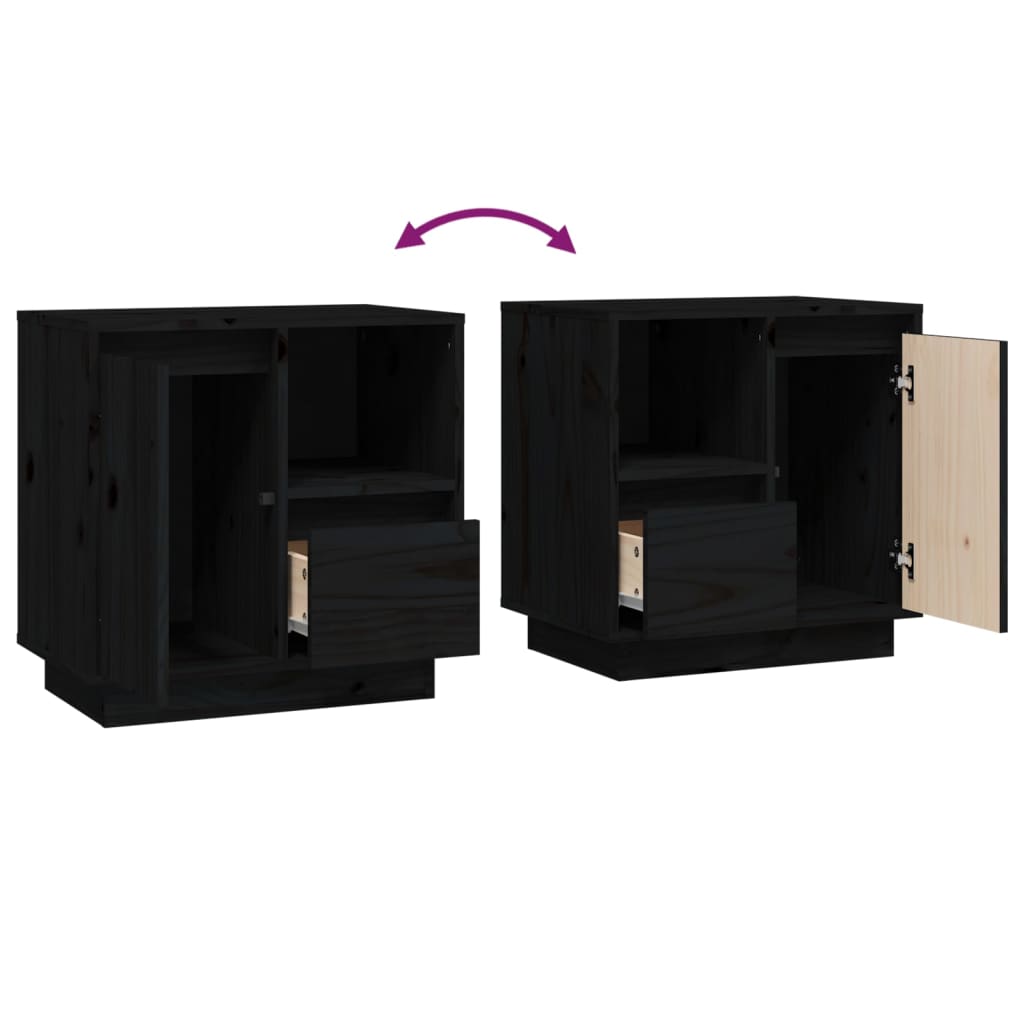 Bedside tables 2 pcs 50x34x50 cm solid pine wood black