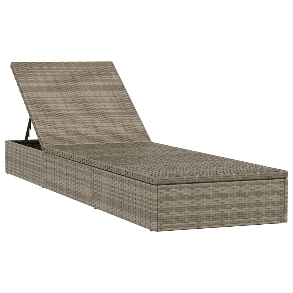 Grey PE wicker sun lounger with table