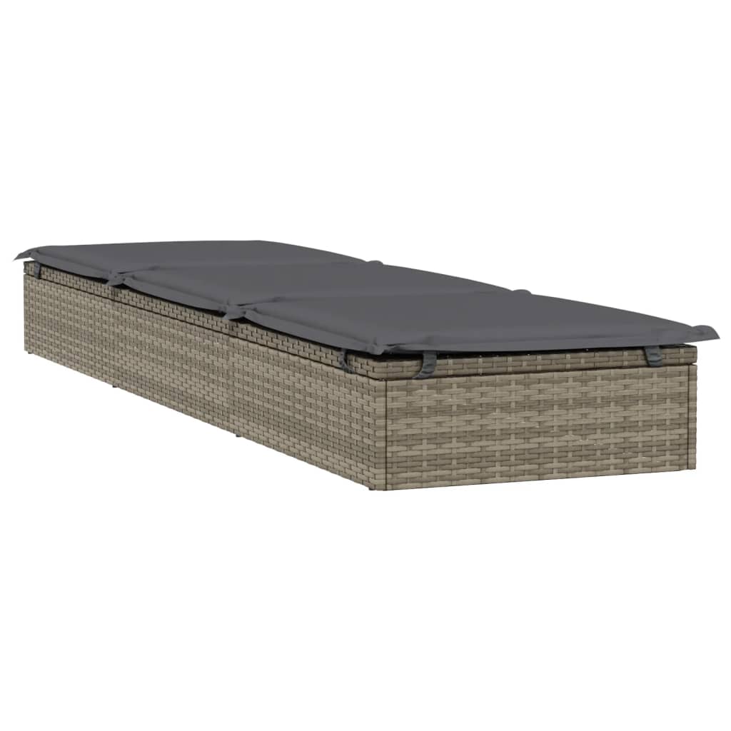 Grey PE wicker sun lounger with table