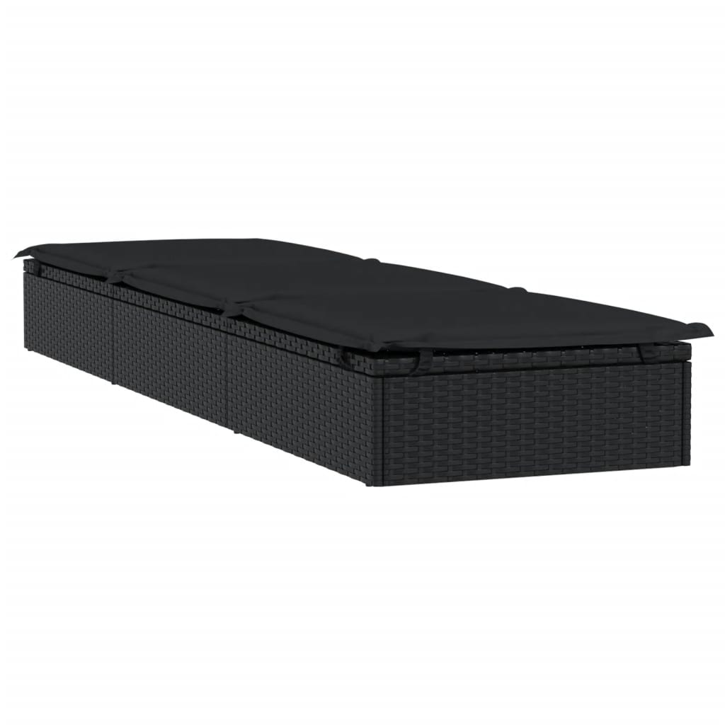 Espreguiçadeira 1 peça com mesa de vime sintético preto