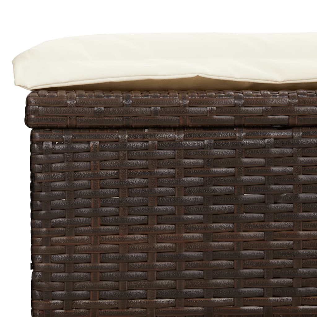 Sun lounger with folding roof 213x63x97 cm PE wicker brown