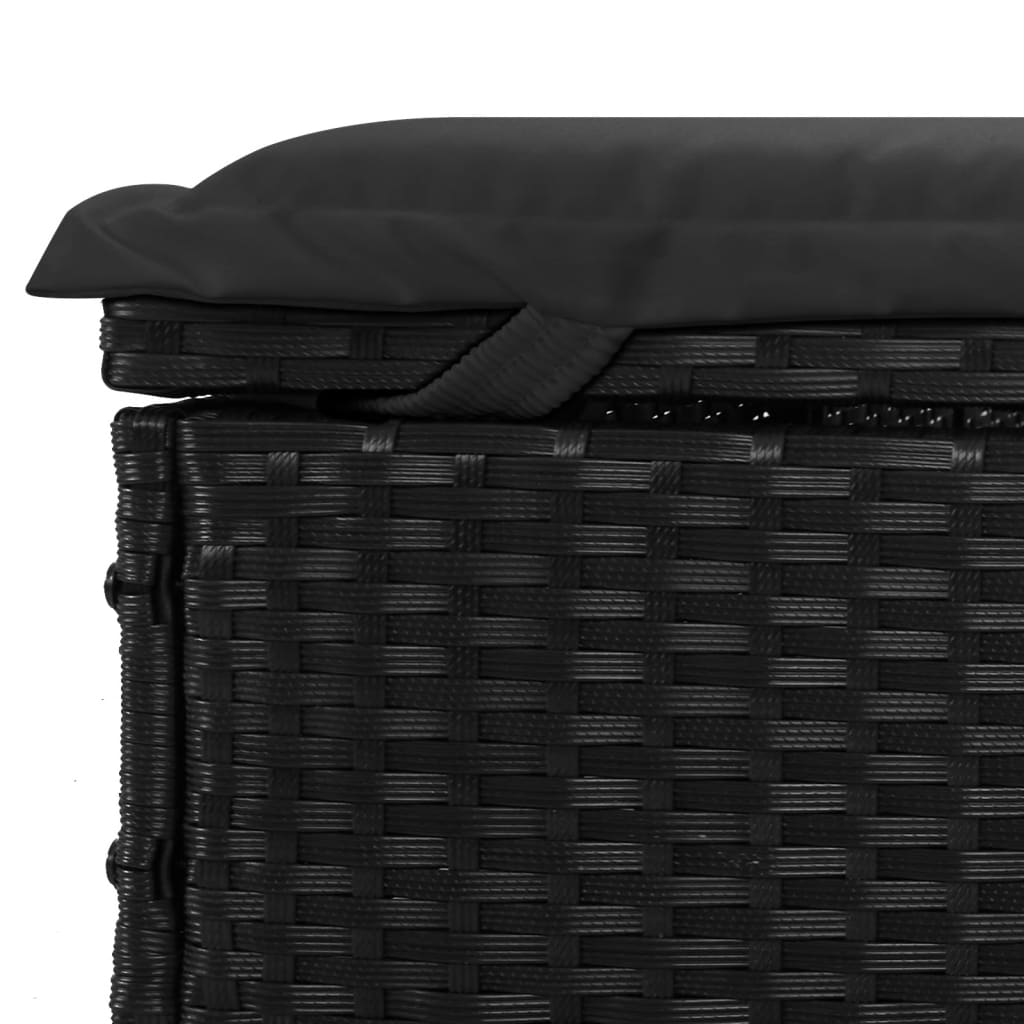 Sun lounger with round roof 211x57x140 cm black PE wicker