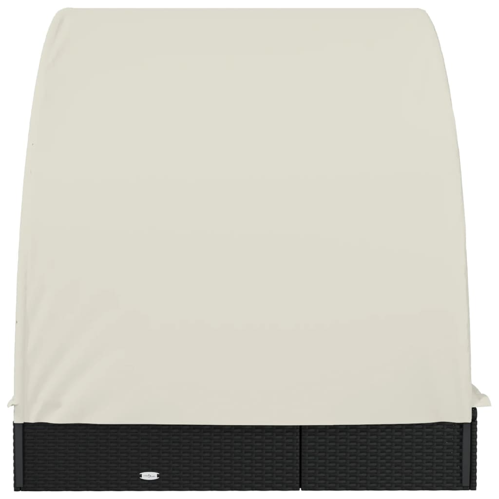 Round sun lounger for 2 people in black poly wicker