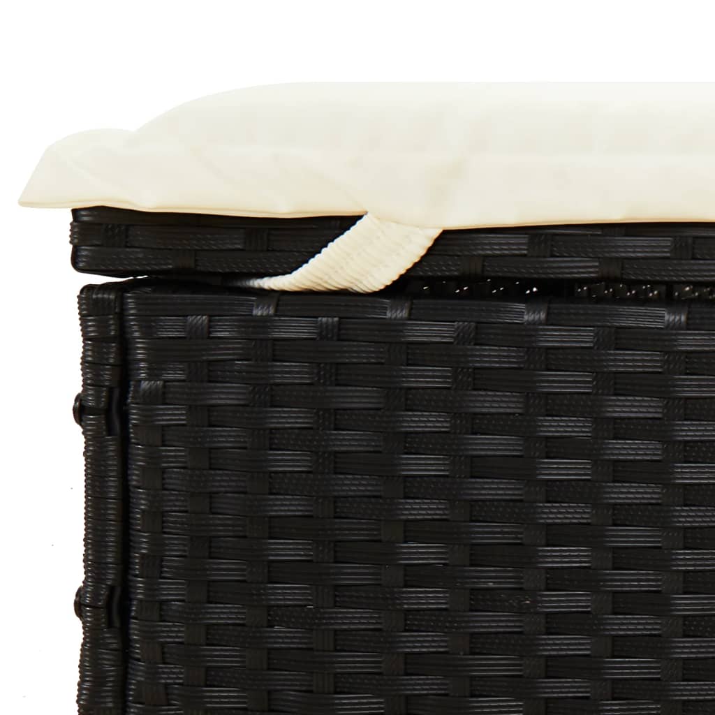 Round sun lounger for 2 people in black poly wicker