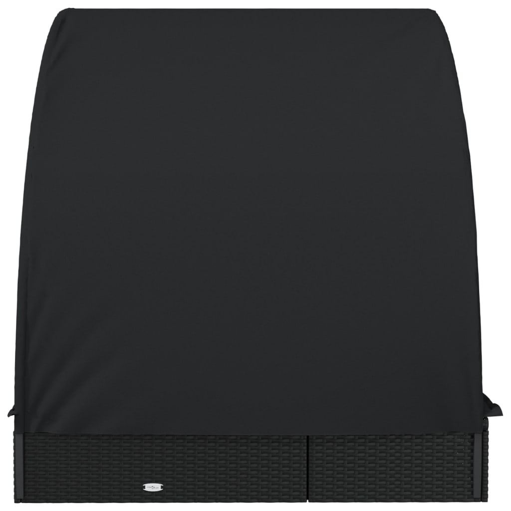 Round sun lounger for 2 people in black poly wicker