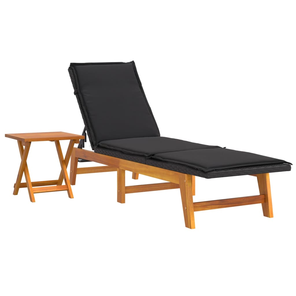 3 pcs garden lounge set poly rattan and solid acacia
