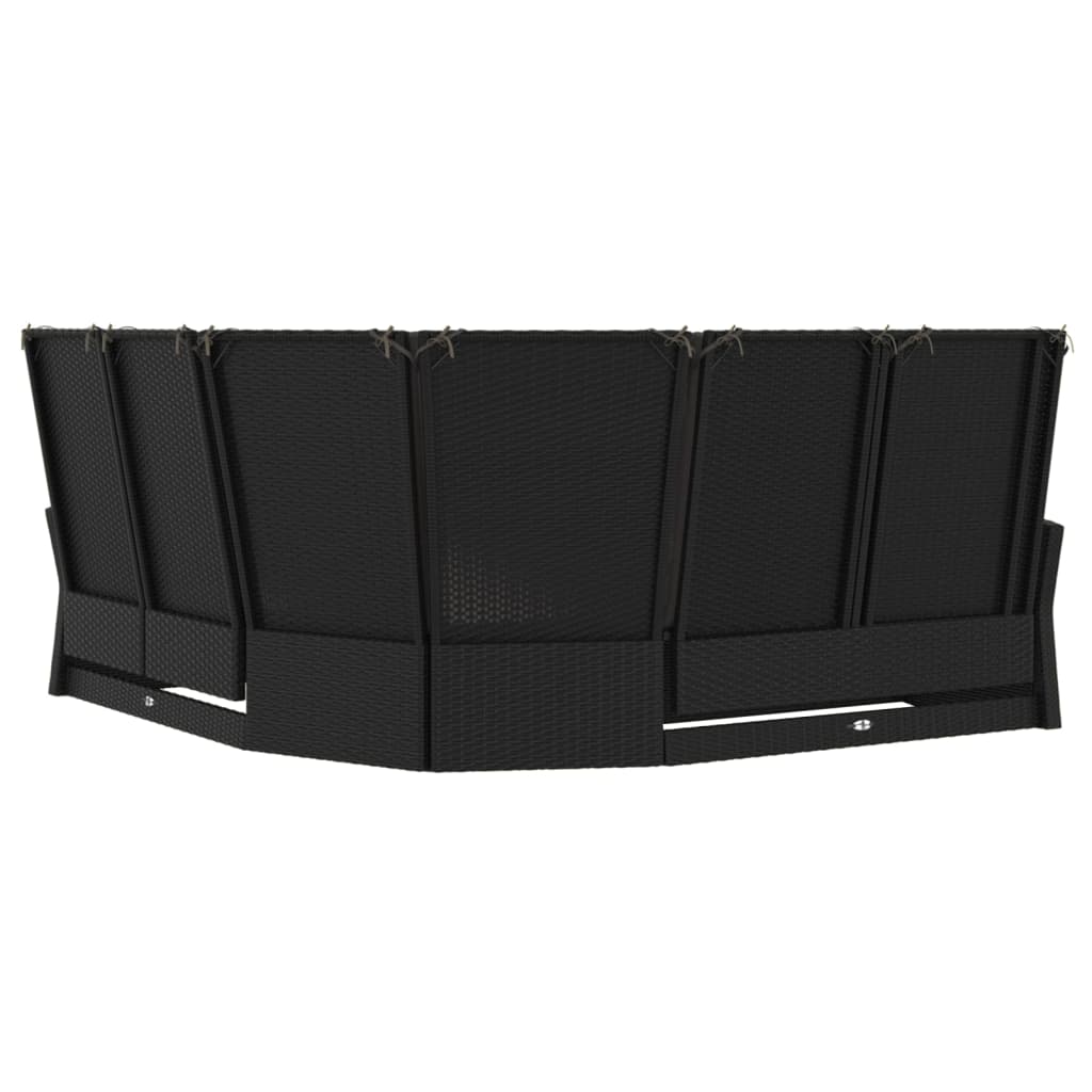 Reclining corner sofa with black poly rattan cushions