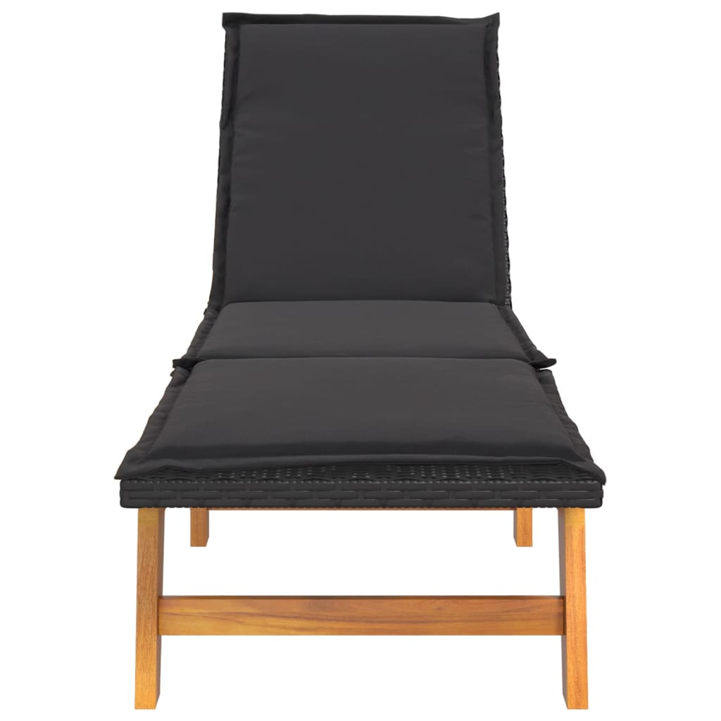 Espreguiçadeira com mesa vime PE e madeira de acácia maciça