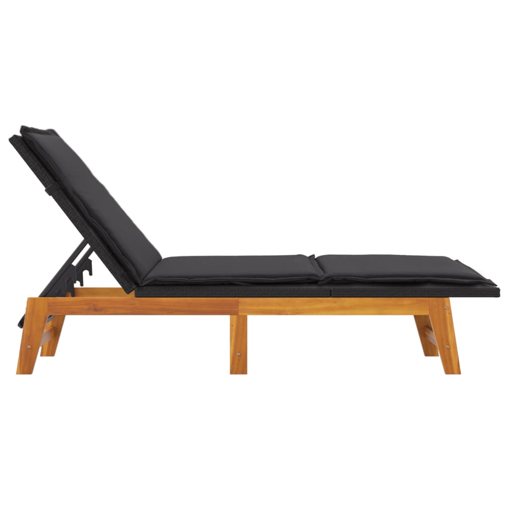 Espreguiçadeira com mesa vime PE e madeira de acácia maciça