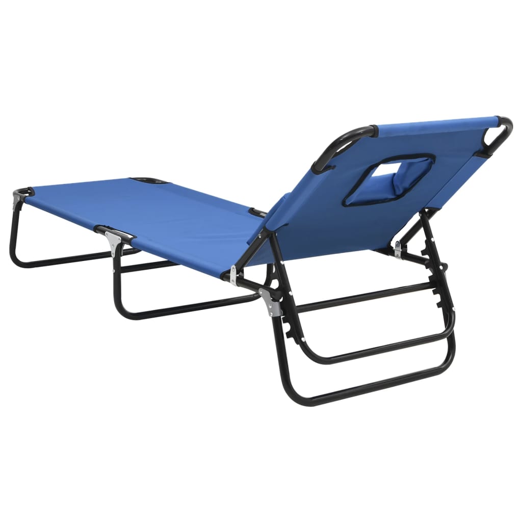 Folding sun lounger oxford fabric/powder coated steel blue