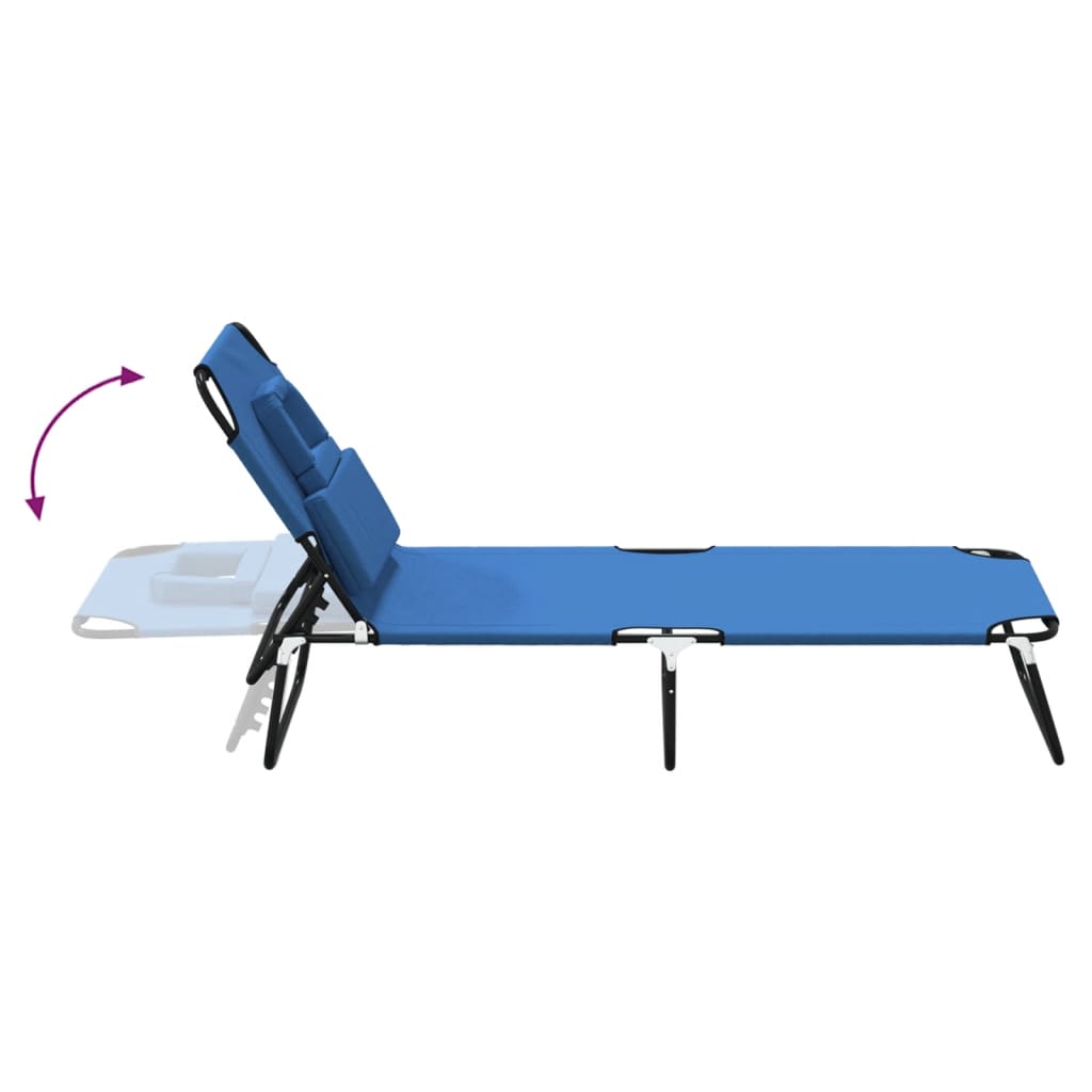 Folding sun lounger oxford fabric/powder coated steel blue